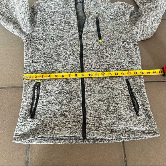 Grey Zip-Up Hoodie with Neon Accents - Picture 6 of 12